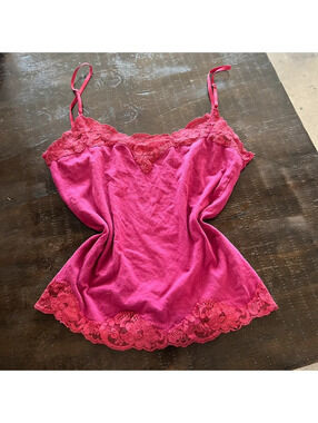 y2k pink red lace cami